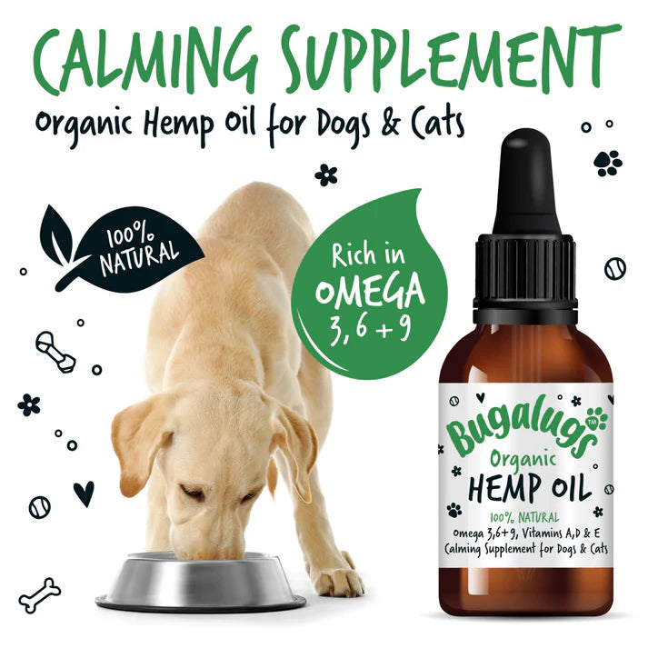 Organic Hemp Oil 100% Natural Calming Supplement for Dogs & Cats